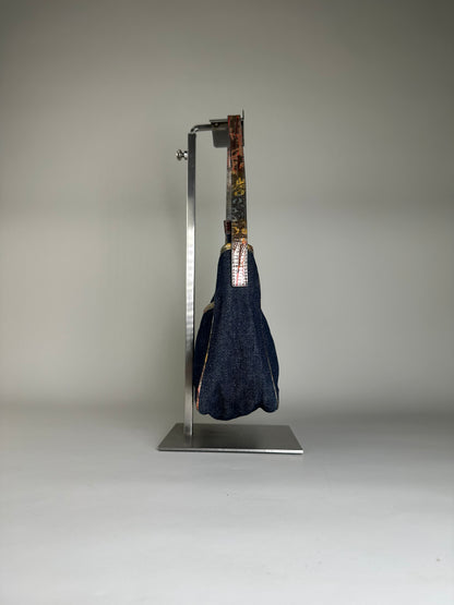Vintage Fendi Denim Shoulder Bag Dark Blue Multicolour