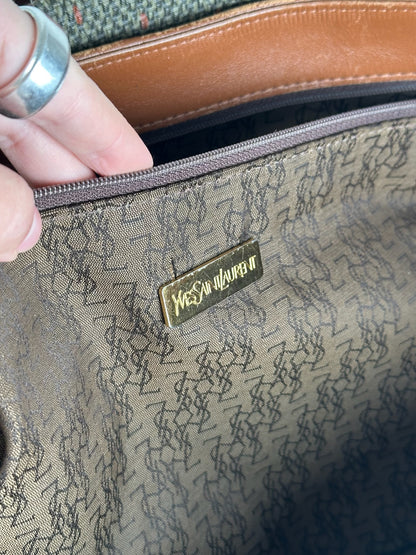 Sac à main vintage Yves Saint Laurent gris marron