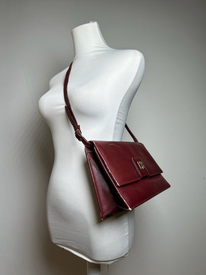 Vintage Givenchy Leather Shoulder Bag Burgundy