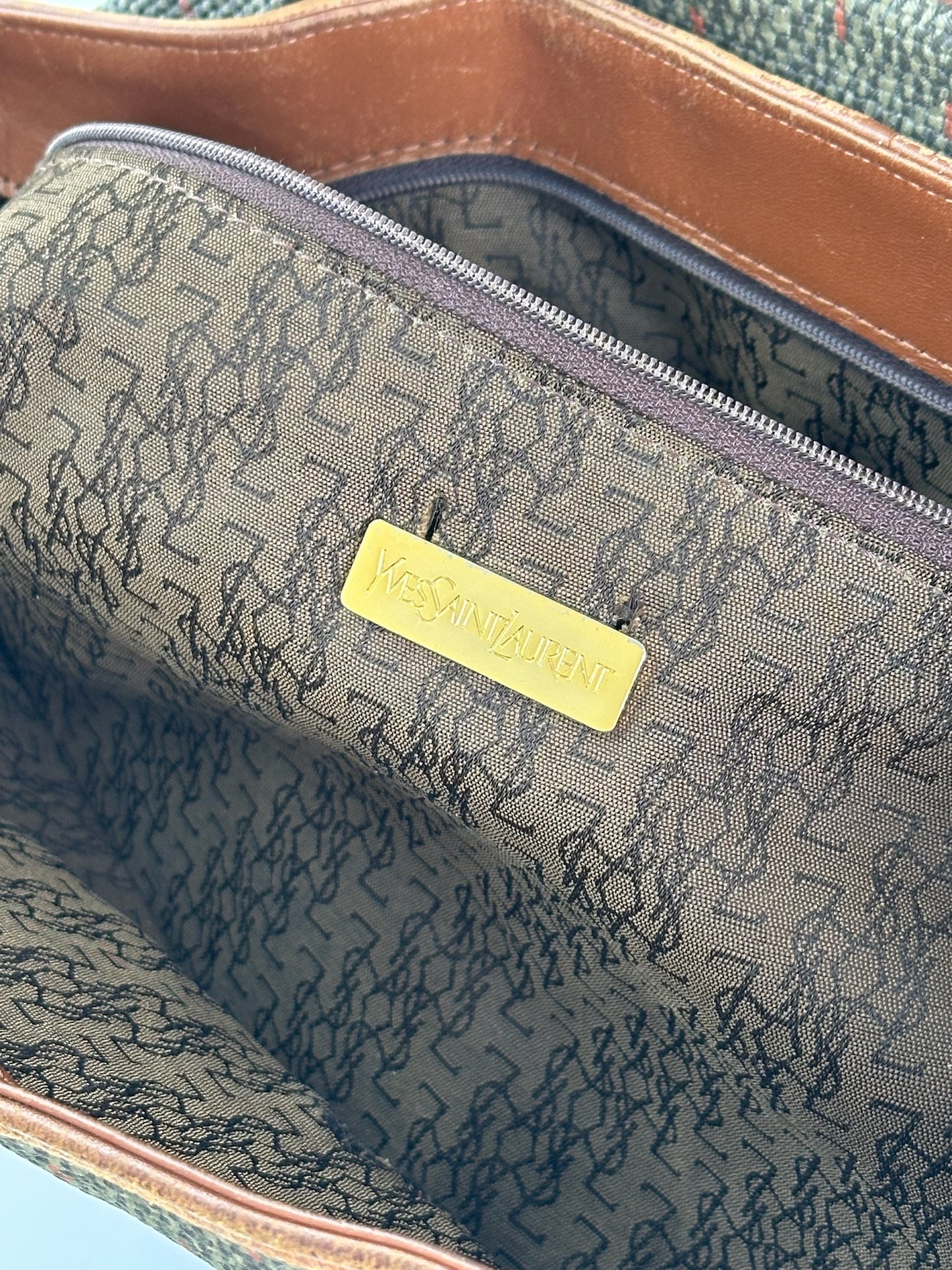 Sac à main vintage Yves Saint Laurent gris marron