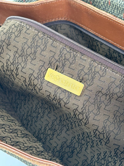 Sac à main vintage Yves Saint Laurent gris marron