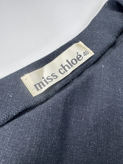 Vintage Chloe Embroidered Cotton Dress Black L