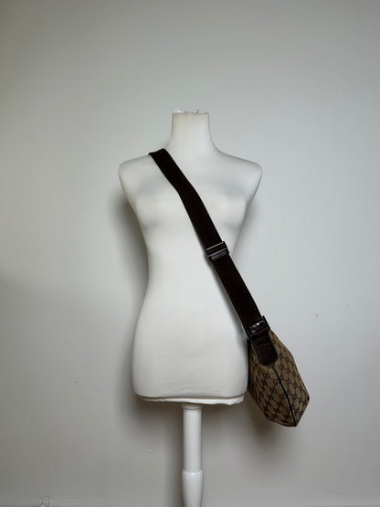 Vintage Gucci GG Canvas Shoulder Bag Beige Brown