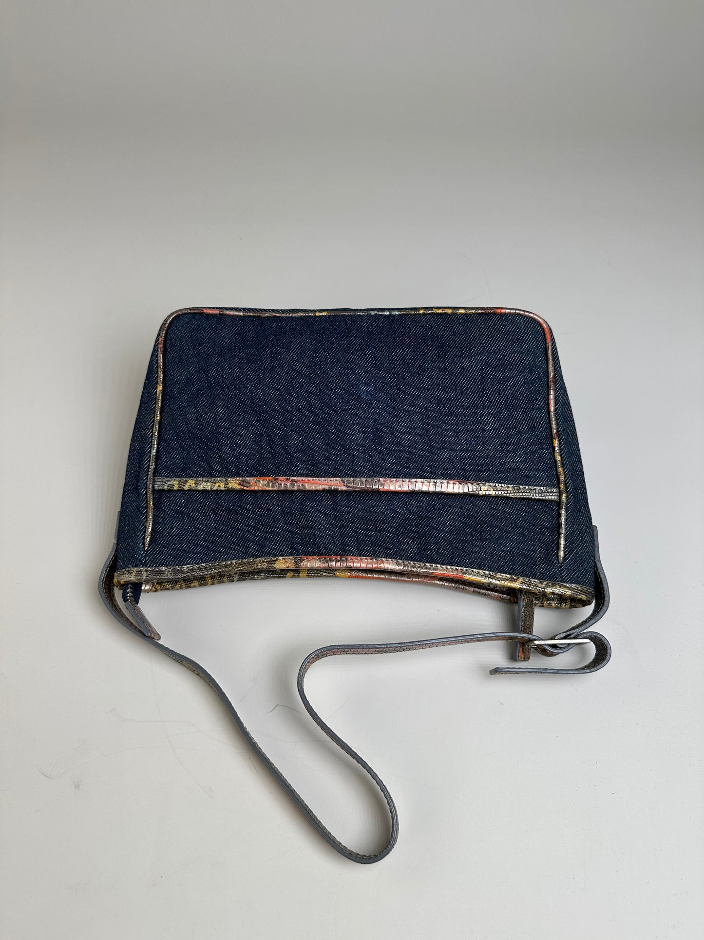 Vintage Fendi Denim Shoulder Bag Dark Blue Multicolour