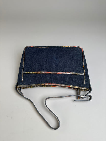 Vintage Fendi Denim Shoulder Bag Dark Blue Multicolour