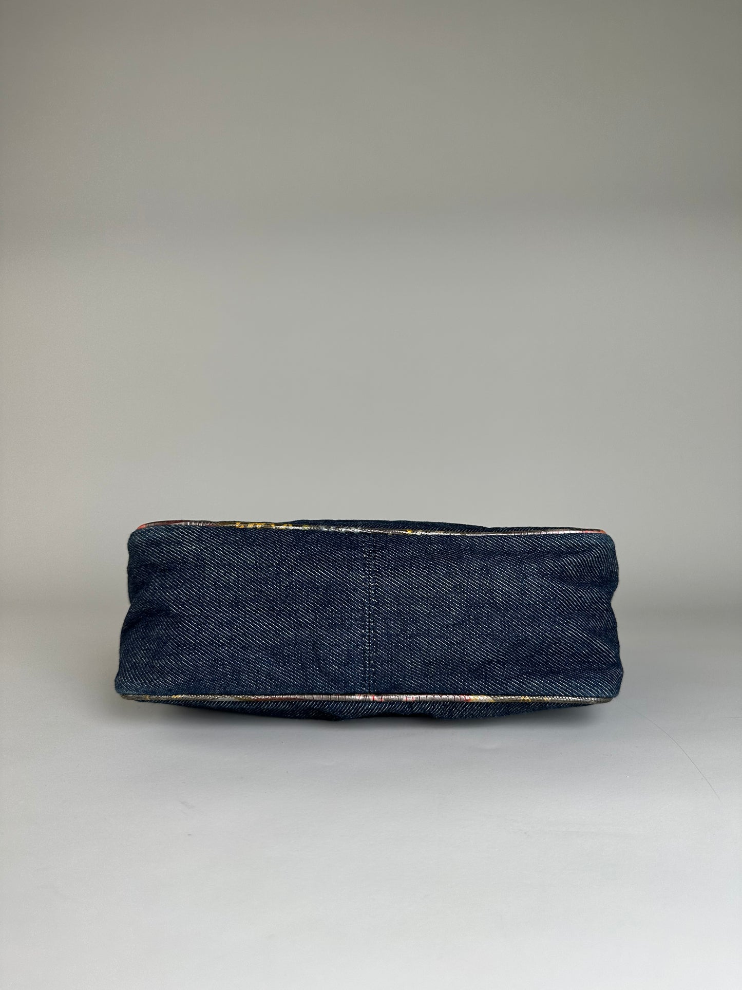 Vintage Fendi Denim Shoulder Bag Dark Blue Multicolour
