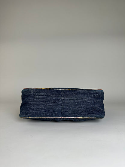 Vintage Fendi Denim Shoulder Bag Dark Blue Multicolour