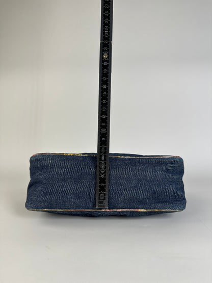 Vintage Fendi Denim Shoulder Bag Dark Blue Multicolour