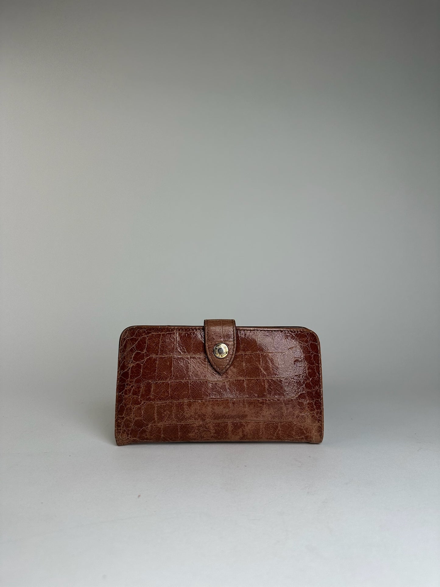 Vintage Miu Miu Crocodile Emblossed Leather Wallet Brown