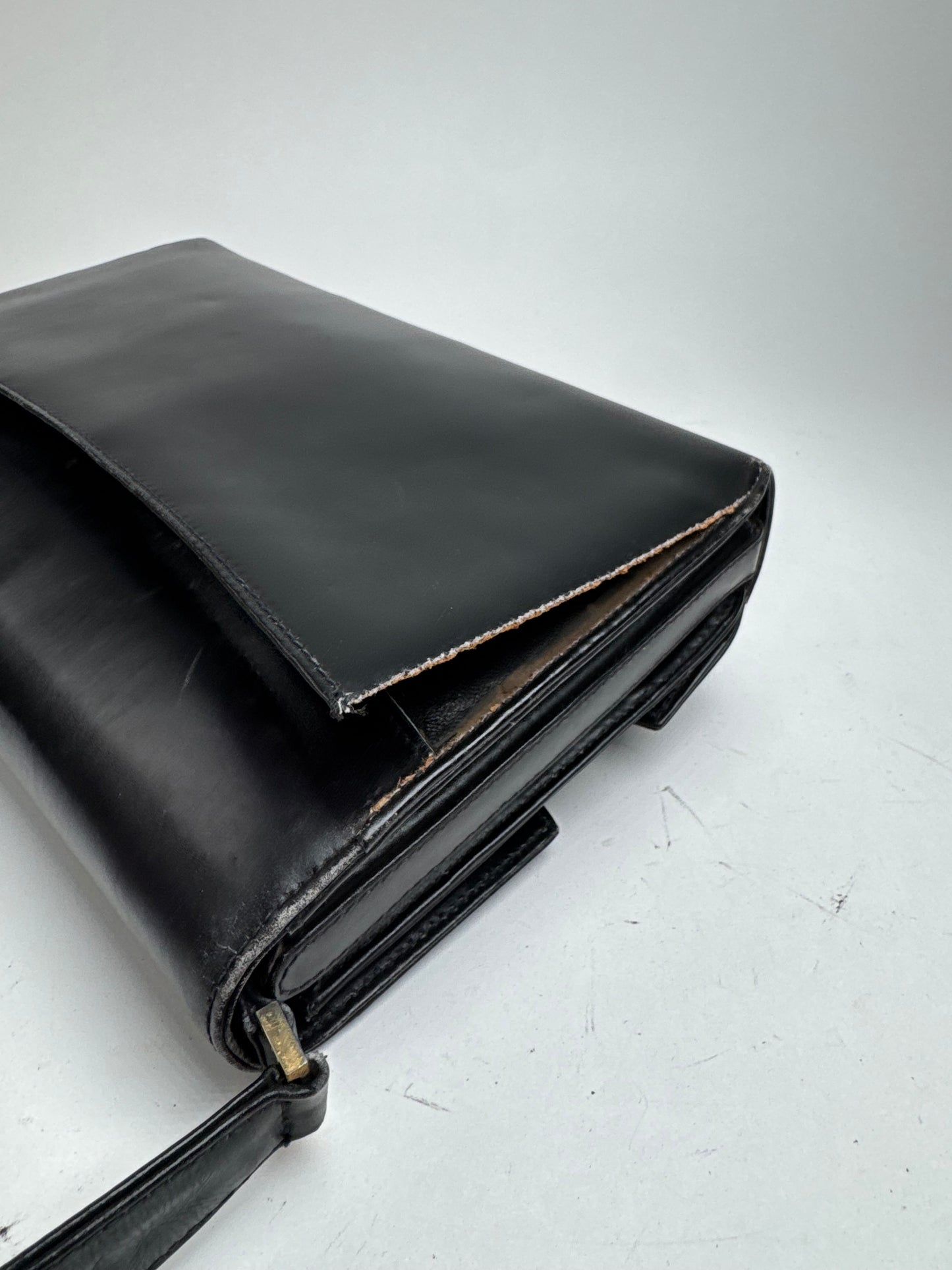 Sac à bandoulière vintage en cuir Gucci noir