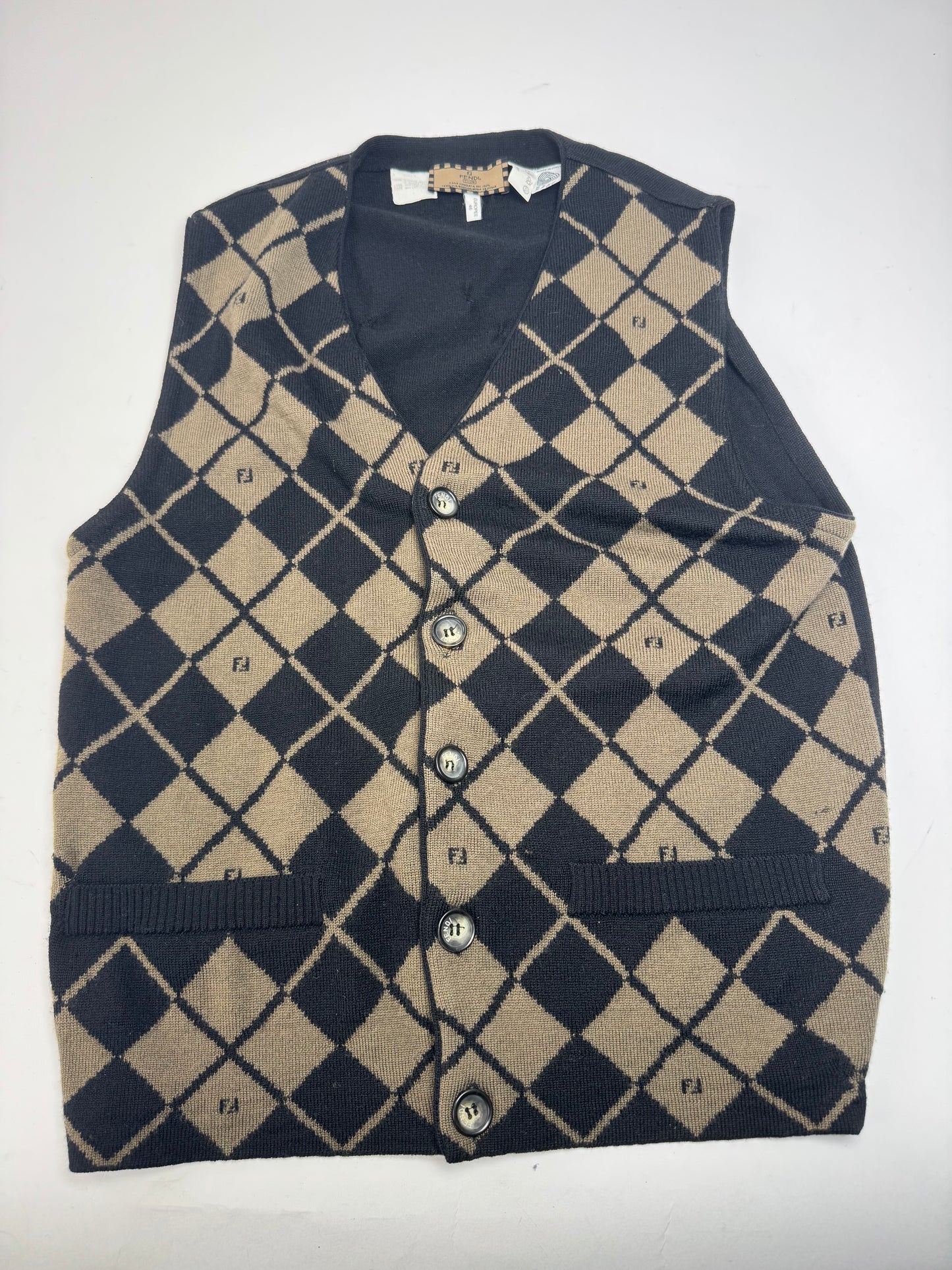 Vintage Fendi Wool West Black Brown L/XL
