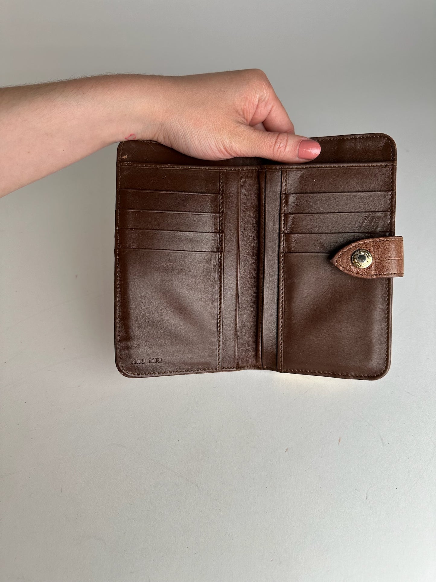 Vintage Miu Miu Crocodile Emblossed Leather Wallet Brown