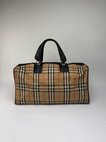 Vintage Burberrys Check Travel Bag Pre-1999 Beige Black