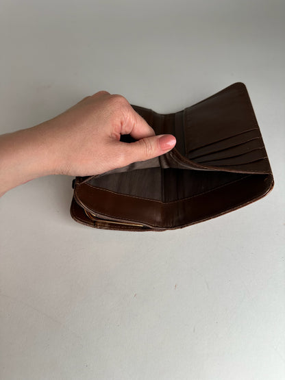 Vintage Miu Miu Crocodile Emblossed Leather Wallet Brown
