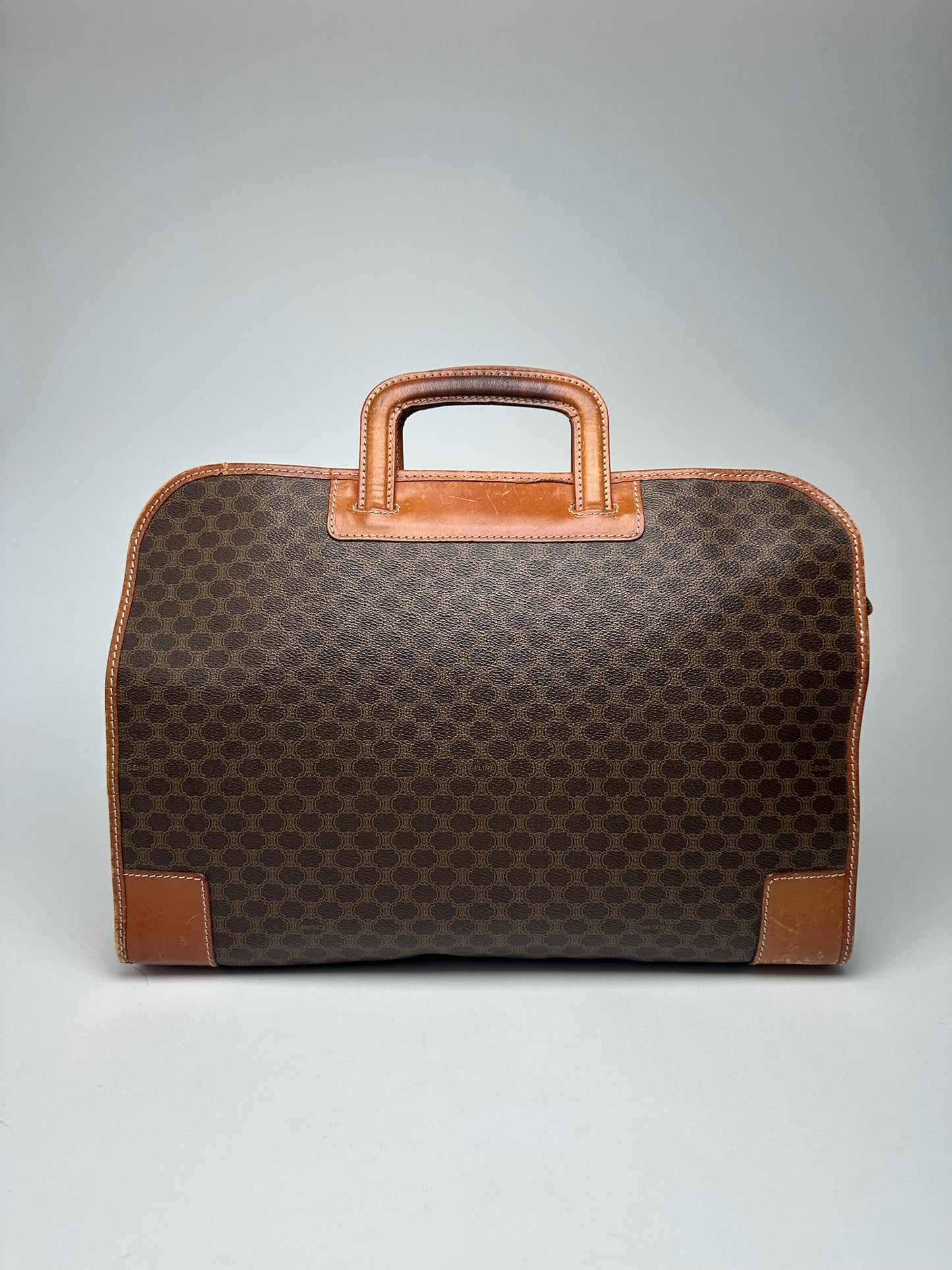 Valise vintage en cuir Monogram Céline marron