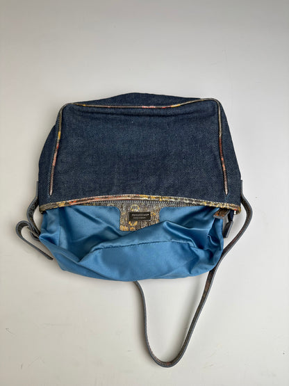 Vintage Fendi Denim Shoulder Bag Dark Blue Multicolour