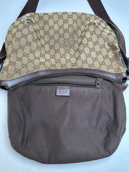 Vintage Gucci GG Canvas Shoulder Bag Beige Brown