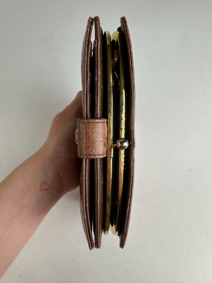 Vintage Miu Miu Crocodile Emblossed Leather Wallet Brown