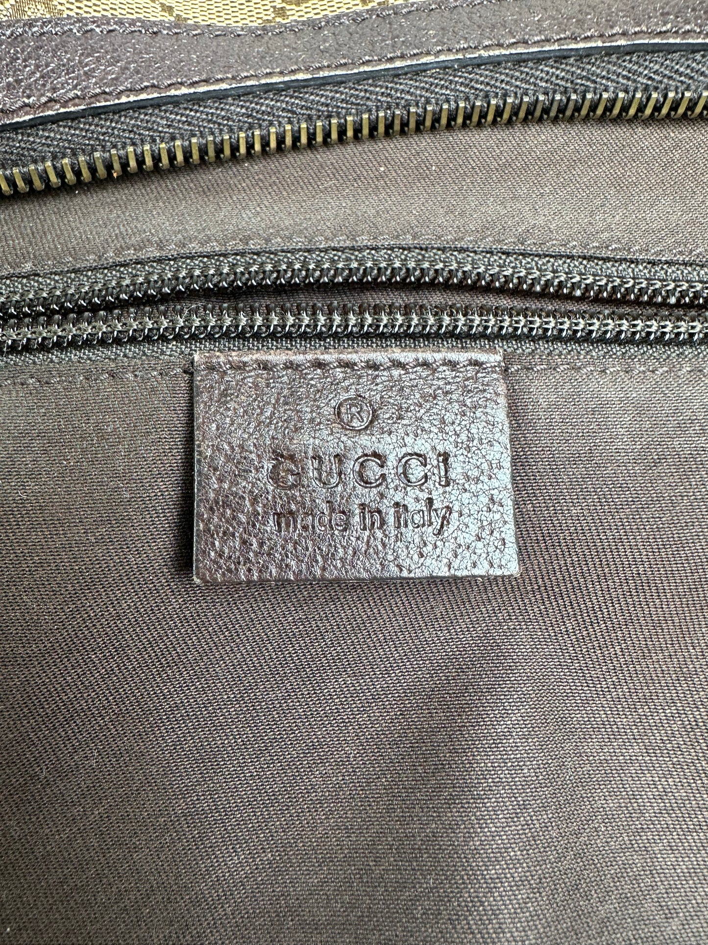 Vintage Gucci GG Canvas Shoulder Bag Beige Brown