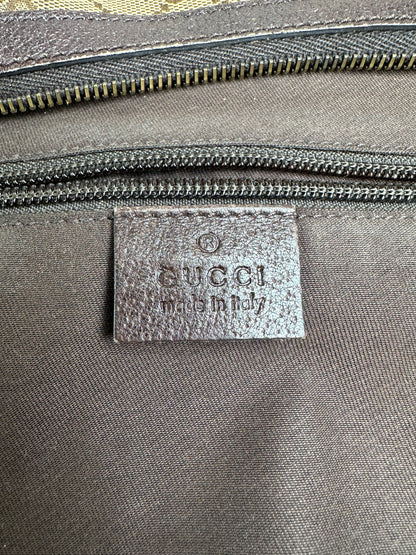 Vintage Gucci GG Canvas Shoulder Bag Beige Brown