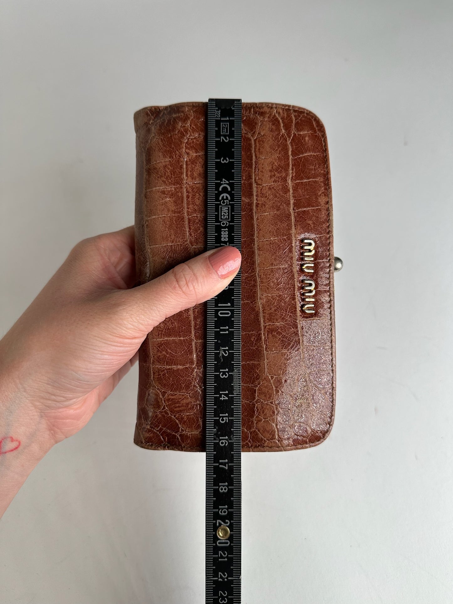 Vintage Miu Miu Crocodile Emblossed Leather Wallet Brown
