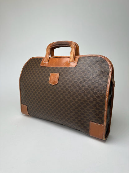 Valise vintage en cuir Monogram Céline marron