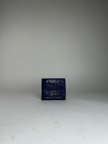 Vintage Miu Miu Croco-Embossed Compact Wallet Blue