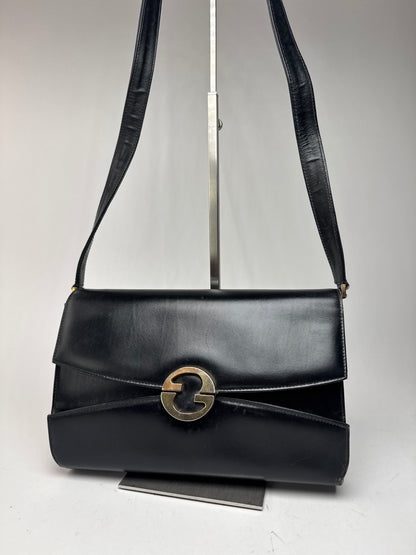 Sac à bandoulière vintage en cuir Gucci noir