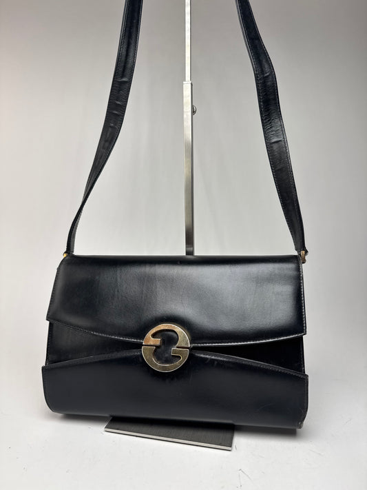 Sac à bandoulière vintage en cuir Gucci noir