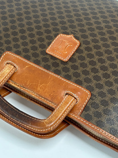 Valise vintage en cuir Monogram Céline marron