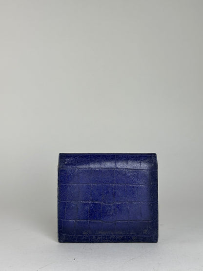 Vintage Miu Miu Croco-Embossed Compact Wallet Blue