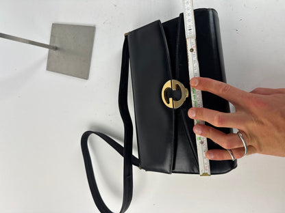 Sac à bandoulière vintage en cuir Gucci noir