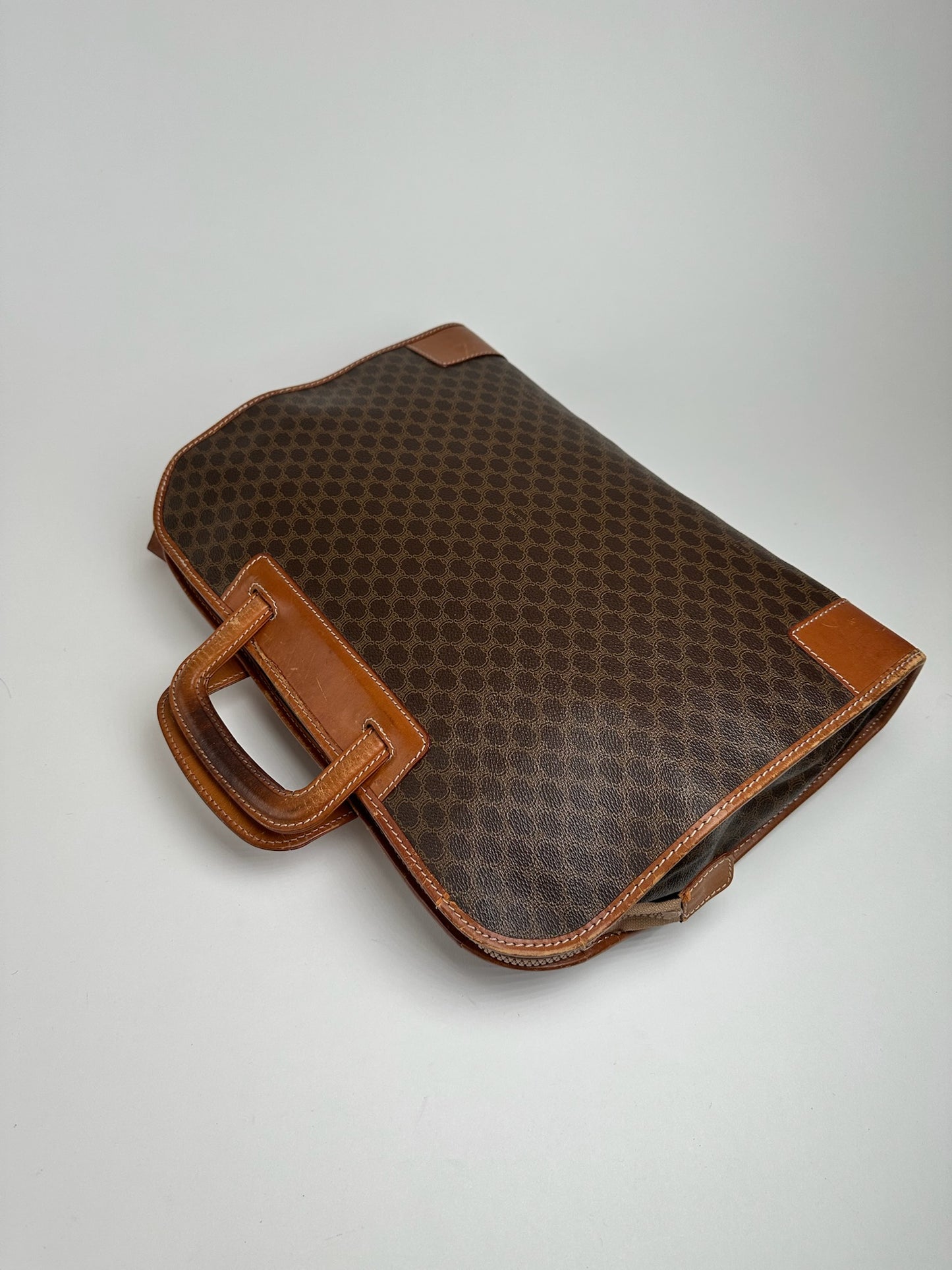 Valise vintage en cuir Monogram Céline marron