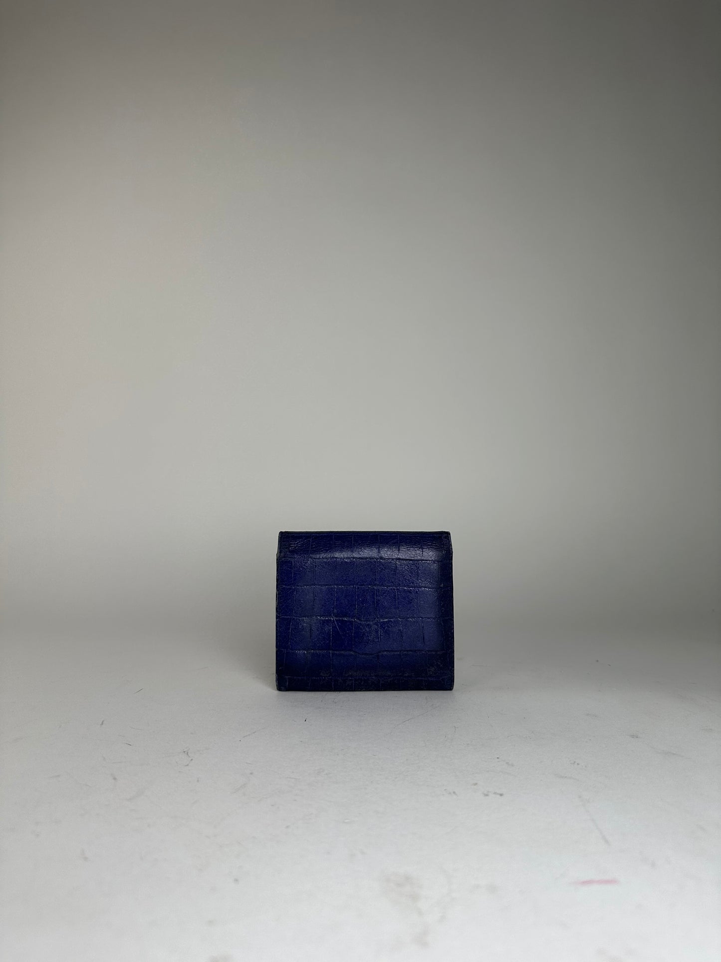 Vintage Miu Miu Croco-Embossed Compact Wallet Blue