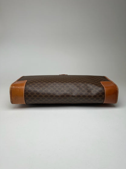 Valise vintage en cuir Monogram Céline marron