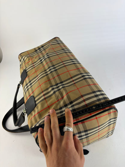 Vintage Burberrys Check Travel Bag Pre-1999 Beige Black