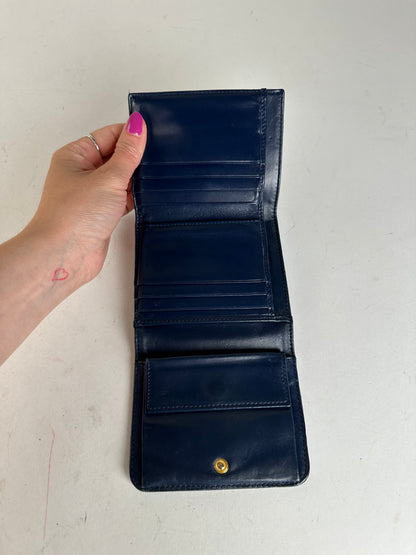 Vintage Miu Miu Croco-Embossed Compact Wallet Blue