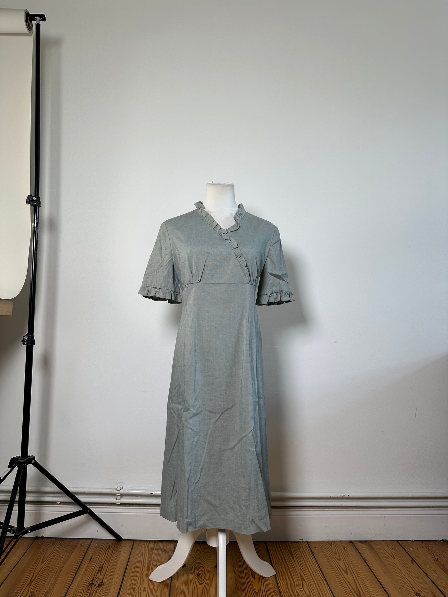 Vintage Balenciaga Cotton Stretch Dress Light Blue M