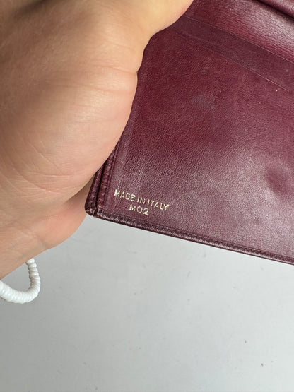 Vintage Celine Triomphe Monogram Suede Leather Wallet Burgundy