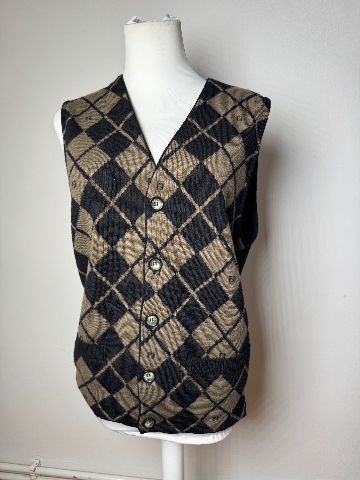 Vintage Fendi Wool West Black Brown L/XL