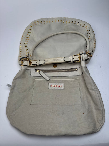 Sac vintage Marni en daim clouté à double sens blanc