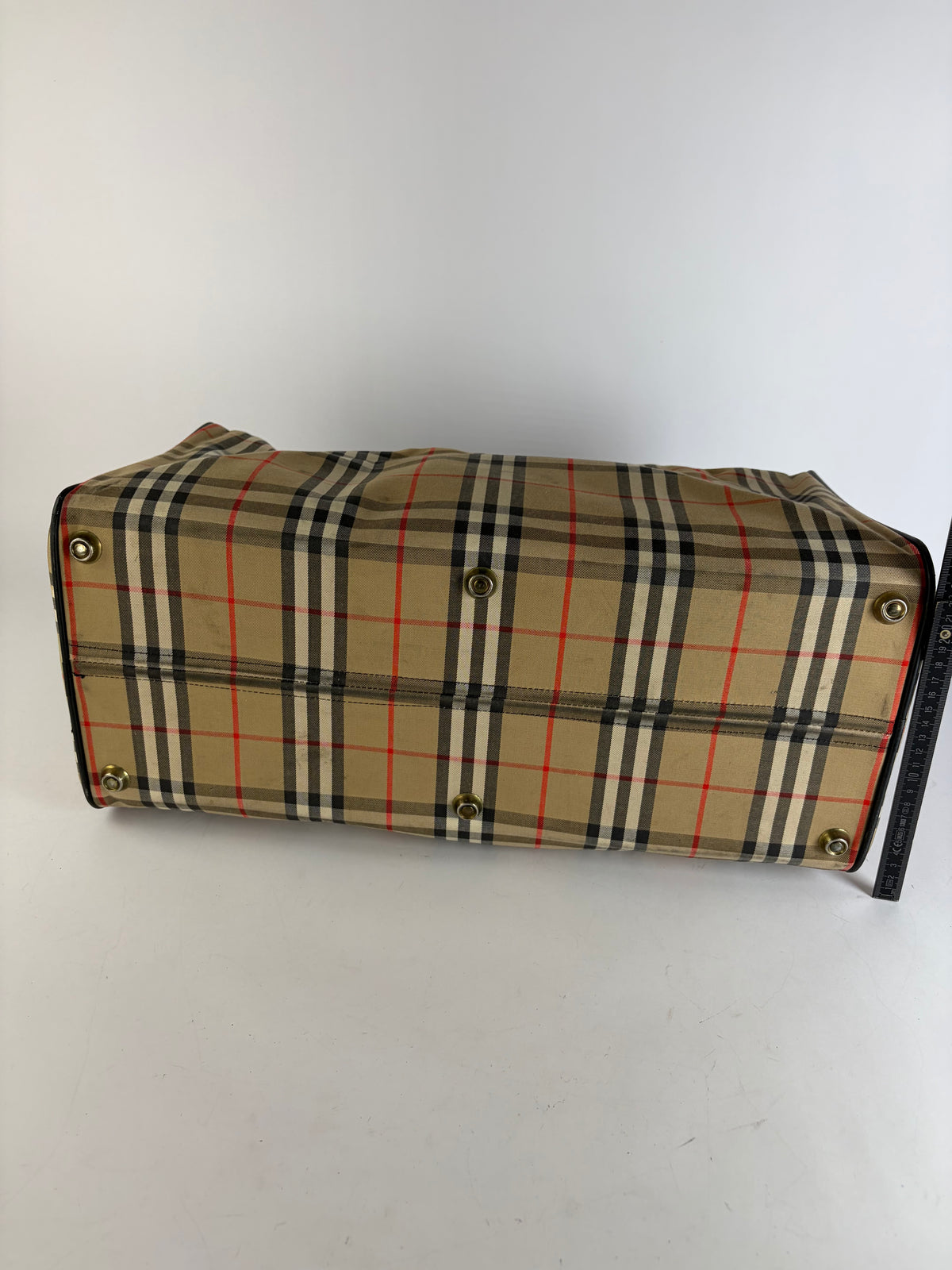 Vintage Burberrys Check Travel Bag Pre-1999 Beige Black