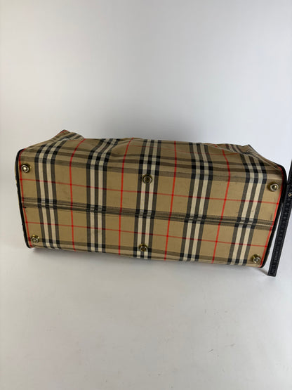 Vintage Burberrys Check Travel Bag Pre-1999 Beige Black