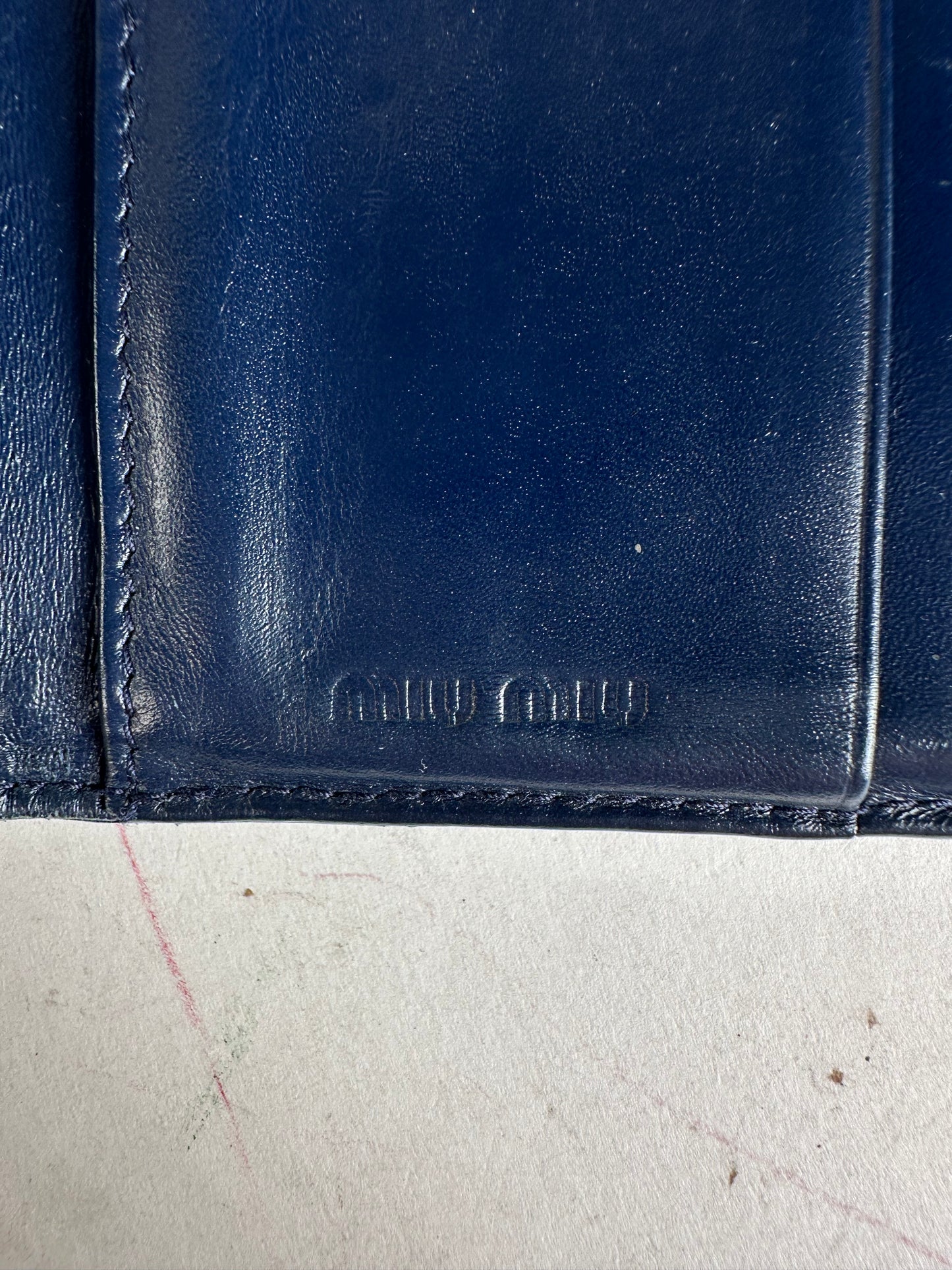 Vintage Miu Miu Croco-Embossed Compact Wallet Blue