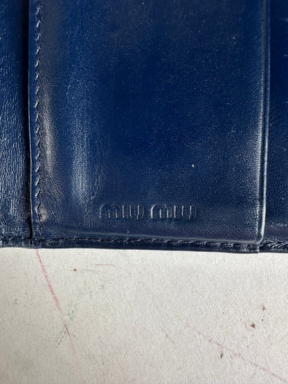 Vintage Miu Miu Croco-Embossed Compact Wallet Blue