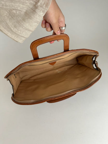 Valise vintage en cuir Monogram Céline marron