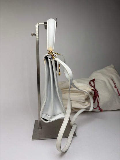 Vintage Salvatore Ferragamo Structured Top-Handle Bag Late 1990s White