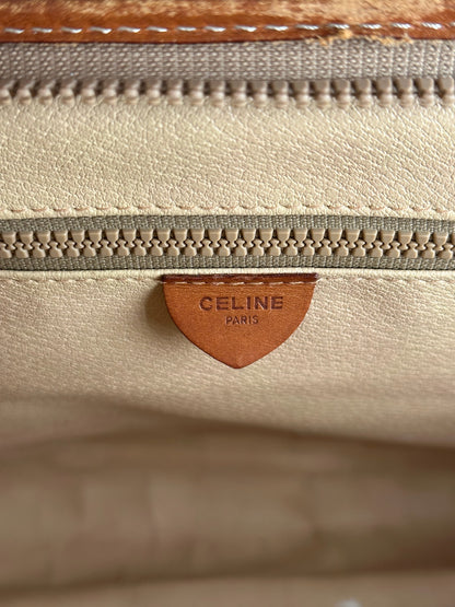Valise vintage en cuir Monogram Céline marron