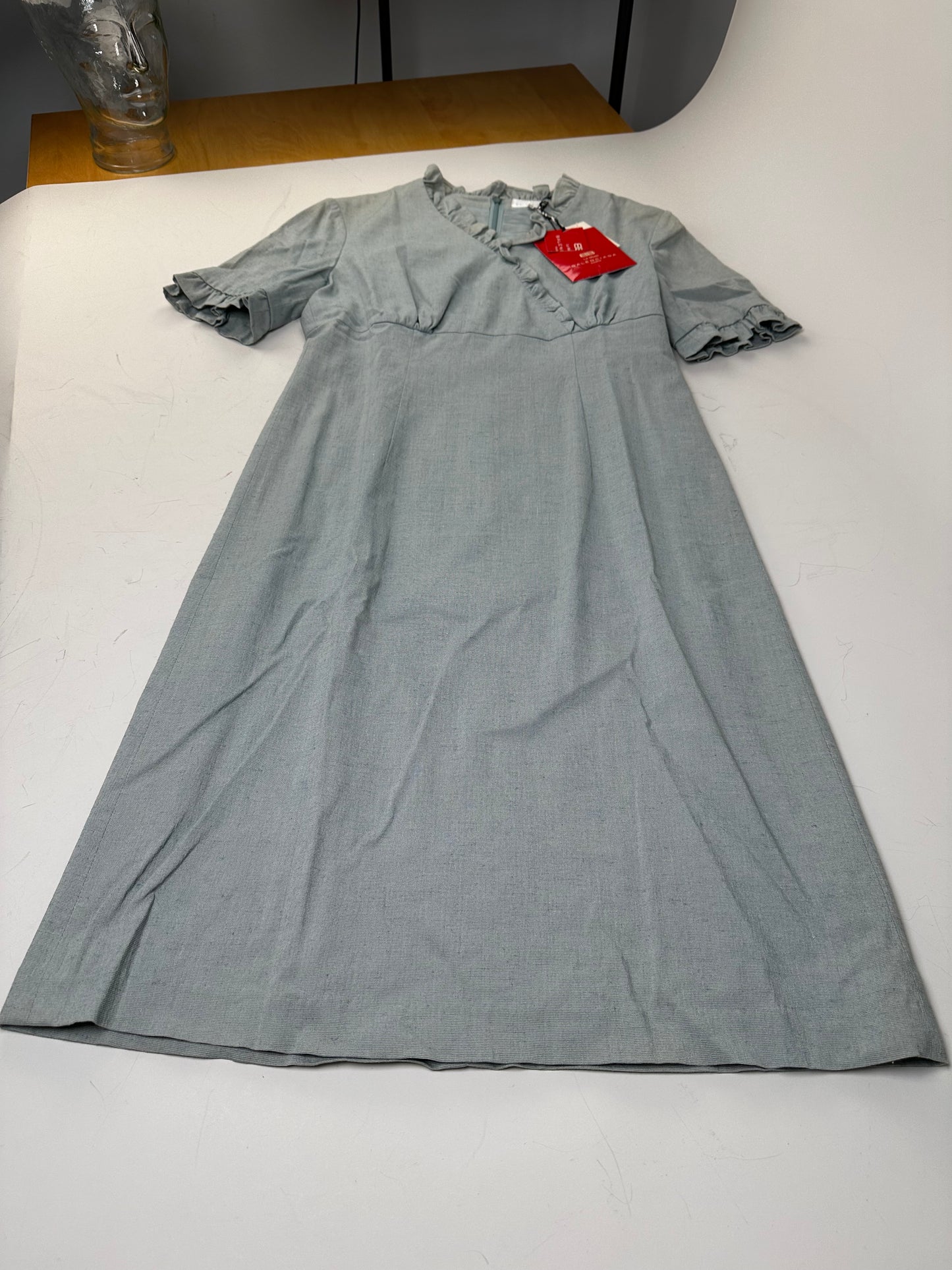 Vintage Balenciaga Cotton Stretch Dress Light Blue M