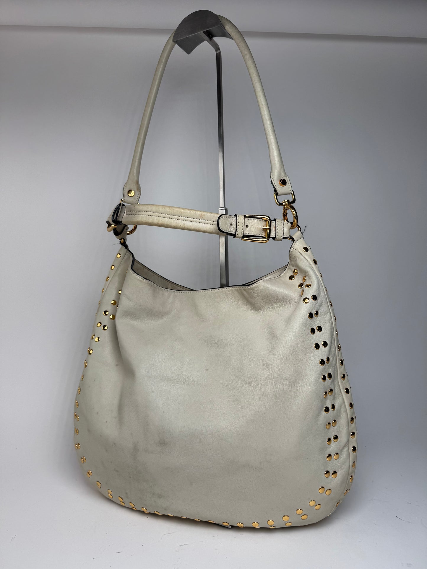 Sac vintage Marni en daim clouté à double sens blanc